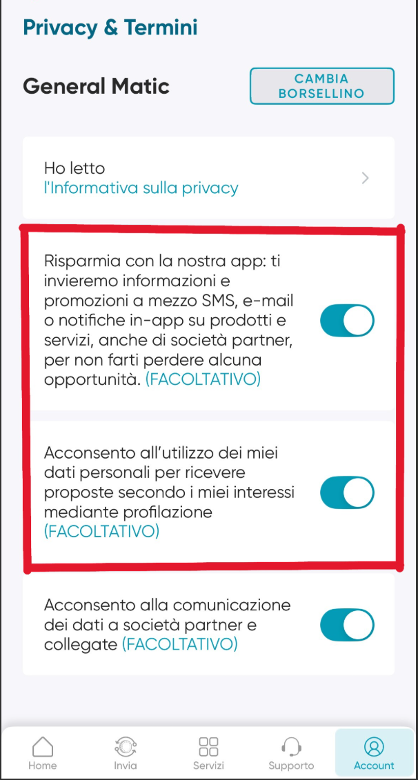 Consensi Privacy App MatiPay